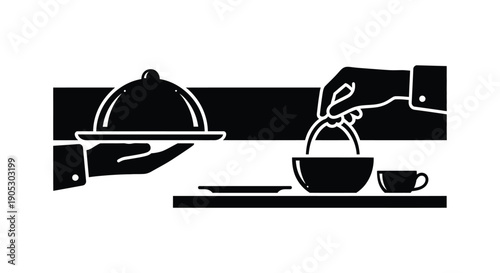 Chef serving coffee in a modern cafe with minimalist style