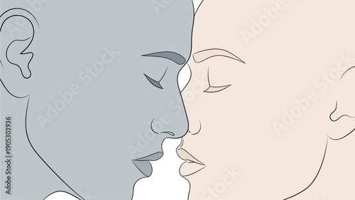 Close-up of two silhouetted profiles of people leaning in for a kiss, conveying intimacy and connection