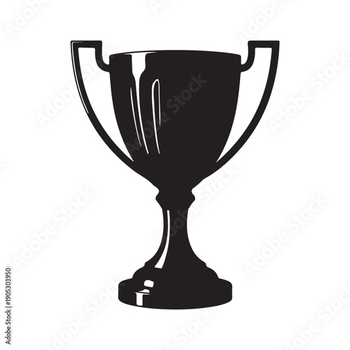 Black and white trophy cup design illustration for award ceremony or competition event Isolated vector on white background .