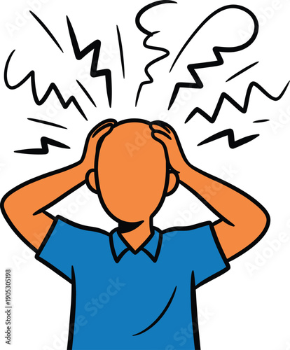 Simple cartoon illustration of a person experiencing a severe headache or high levels of stress.