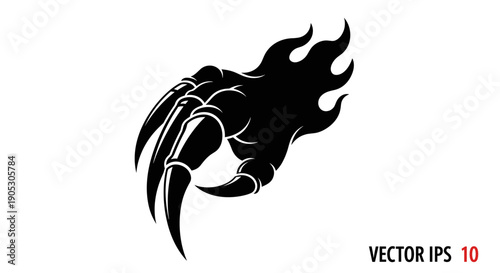 Black Claw with Flames Tribal Tattoo Design.