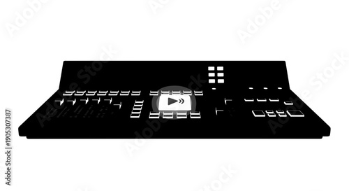 Black DJ mixer console equipment.