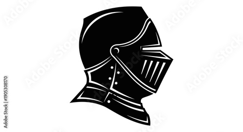 Black Knight Helmet Silhouette Medieval Warrior Armor.