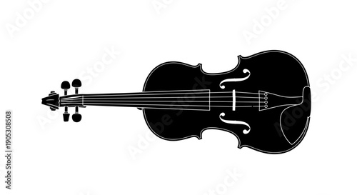 Black Silhouette of a Classic Violin Musical Instrument.