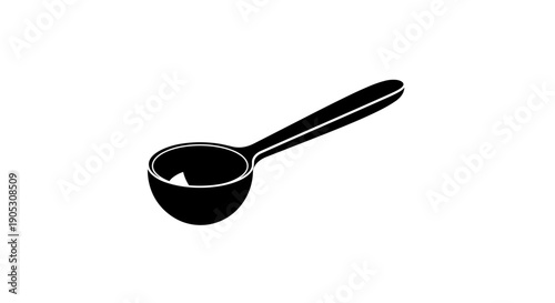 Black silhouette of a coffee scoop on a white background.