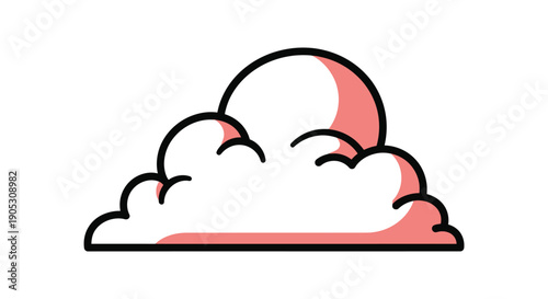 Stylized Minimalist Weather Cloud Pictogram Featuring a Soft Peach Shadow Design Element