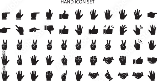 Black hand in various gestures on white background hand gestures black and white pointing thumbs up peace signs