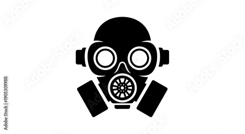 Black Silhouette of a Gas Mask Icon.
