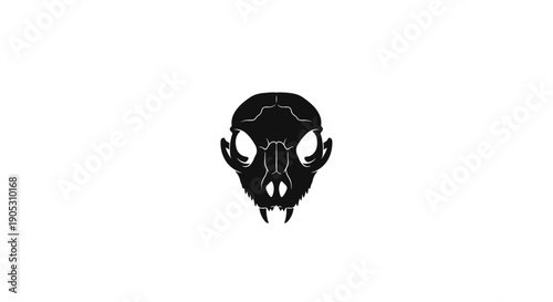 Black Silhouette of a Small Animal Skull.
