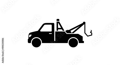 Black Silhouette of a Tow Truck Icon.