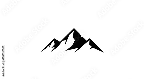 Black Silhouette of Jagged Mountain Peaks.