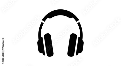 Black Silhouette of Modern Headphones Icon 1.