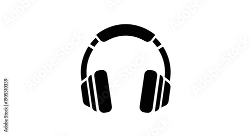Black Silhouette of Modern Headphones Icon 2.