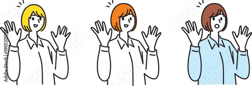 驚きながら喜んでいる若い女性