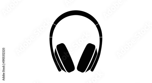 Black Silhouette of Modern Headphones Icon.