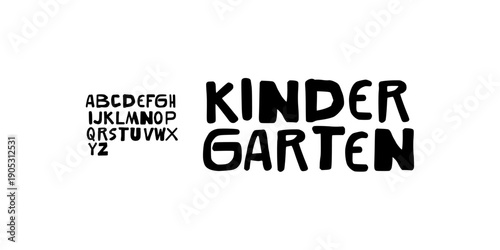 Creative Hand Drawn Font Uppercase Only. Elegant Rough Typography. Naive Playful Marker Lettering with Mixed Stroke Weight. Decorative serif modern vintage fashion vector illustration.