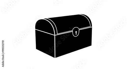 Black Treasure Chest with Lock and Keyhole.