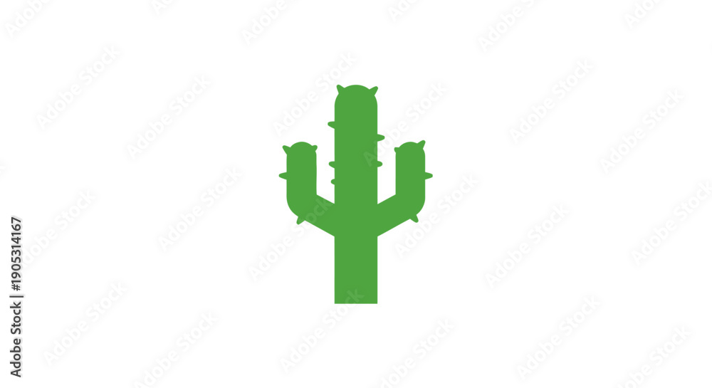 Obraz premium Simple Green Cactus Plant Icon isolated white background