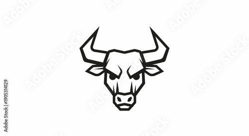 Simple black and white bull head logo design.