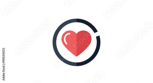 Red Heart Icon in Circular Frame.