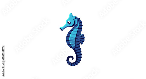 Colorful cartoon seahorse illustration on white background.