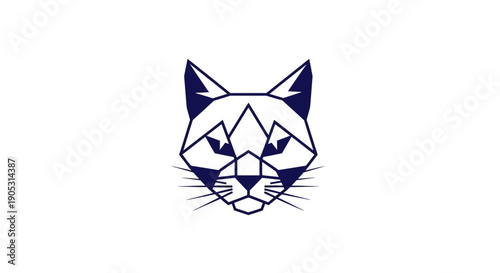 Geometric cat face logo design element on white background.