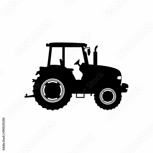 Tractor Silhouette Side View Farm Agricultural Vehicle Vector Illustration