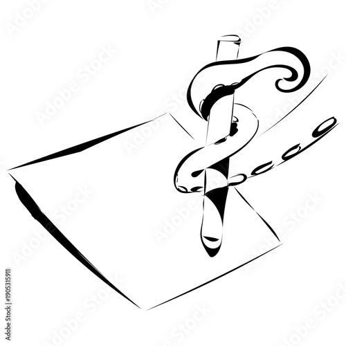 Eine Krake schreibt auf ein Blatt