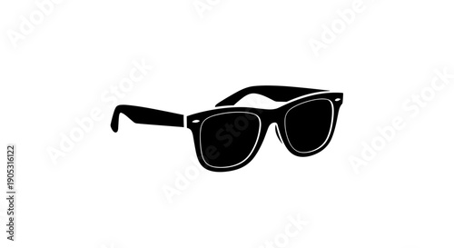 Classic Black Wayfarer Style Sunglasses Isolated on White.