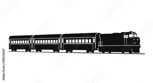 Classic Train Silhouette with Multiple Passenger Cars.