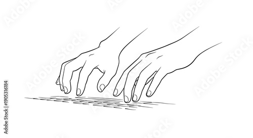 Close up of hands typing on a keyboard illustration.