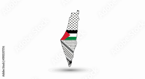 Map outline with flag colors and traditional patterned fabric