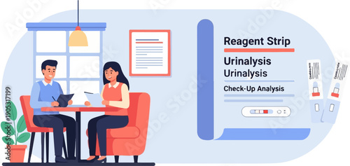 Medical check-up with analysis and reagent strips