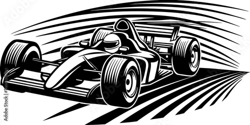 Formula One Grand Prix Open Wheel Racing Car Vector Illustration