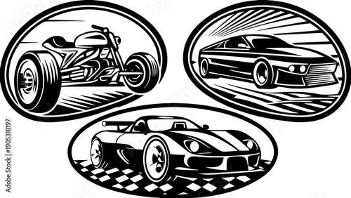 Extreme Motorsport Racing and Supercar Vector Silhouette Collection
