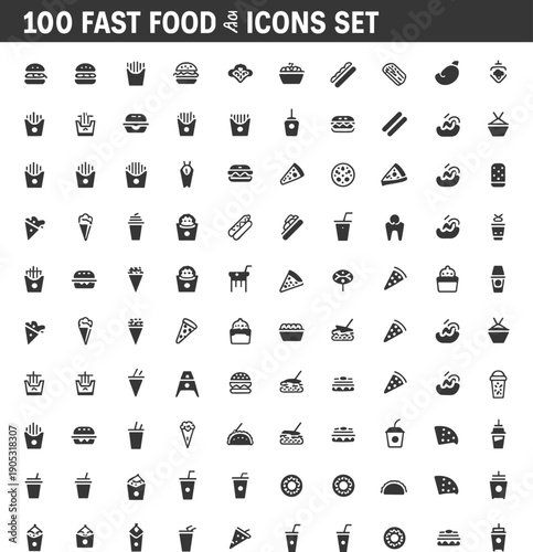 Mega collection of fast food icons, agriculture symbols, social media logos, user avatars, and fashion silhouettes, cad drawing flat vector illustration bundle,