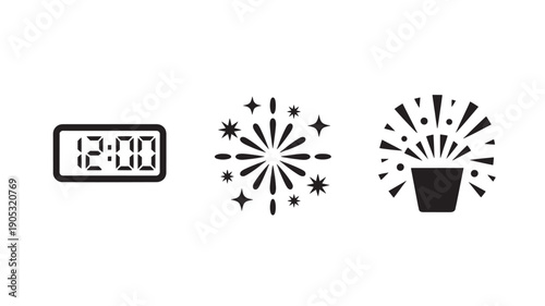 Midnight Countdown Vector Illustration With Fireworks And Sparkles For New Years Eve Celebration