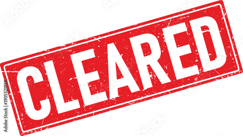 Red Distressed Rectangular Rubber Stamp with CLEARED Text Isolated on White