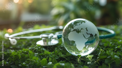 Global Health and Environmental Sustainability Concept with Earth and Stethoscope
