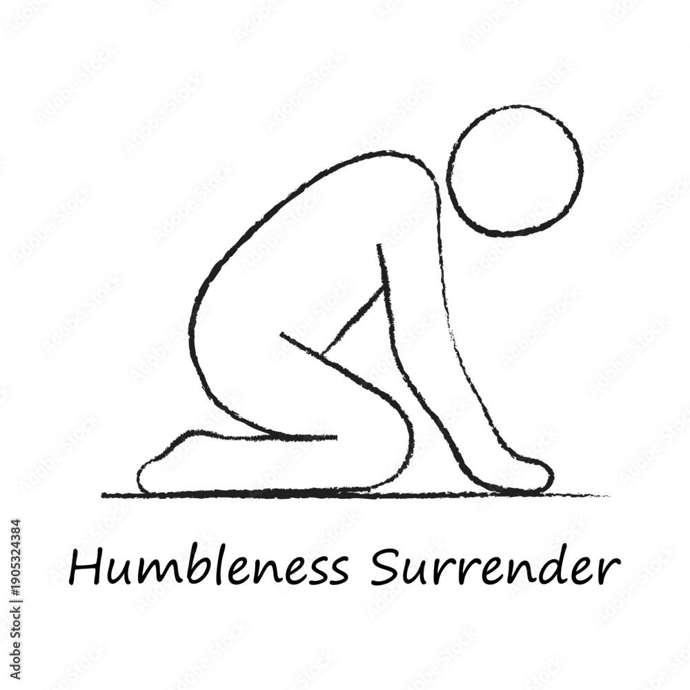 Obraz premium Humility and Surrender Outline Icon – Acceptance and Letting Go Line Vector