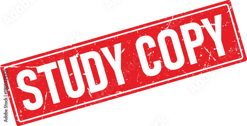 Rectangular Study Copy Red Ink Rubber Stamp Impression on White Background