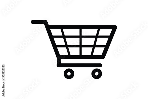 Black shopping cart icon on white background retail concept