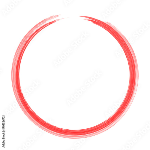 Artistic red circle, hand-drawn with a unique brushstroke texture, symbolizing unity, completeness, and minimalist aesthetic; a versatile graphic design element