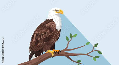 Majestic eagle perched on a branch with a watchful gaze