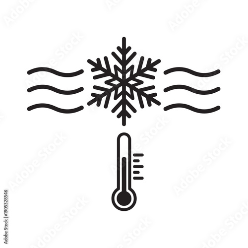 Winter Weather Symbol with Snowflake and Thermometer for Cold Conditions.