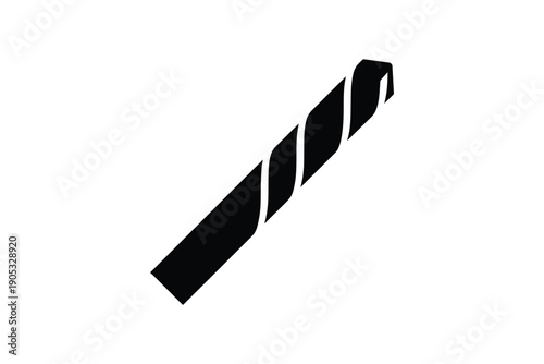 Drill bit for metal and wood silhouette isolated on white background professional construction tool equipment