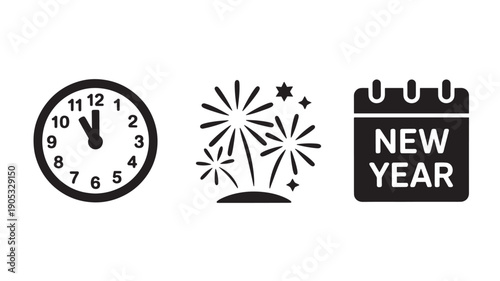 Midnight Fireworks On New Years Eve Vector Illustration For Celebration And Countdown