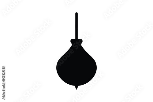 Plumb bob tool for vertical alignment silhouette isolated on white background construction measurement device