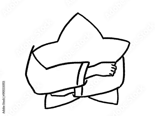 星を抱えるパジャマの人のベクターイラスト