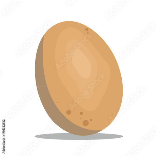 Isolated flat, gradient, and tilted brown chicken egg vector in white background.